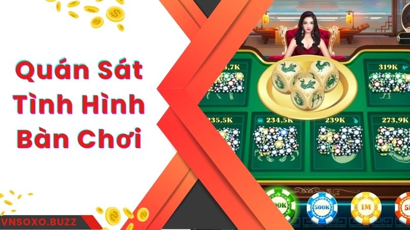 Quan sát về tình hình trên bàn chơi Bầu Cua Vnsoxo